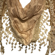 Load image into Gallery viewer, Pamper Yourself Now Beige with Beige Star lace Trimmed Triangle Scarf
