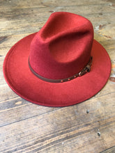 Load image into Gallery viewer, Orange Adjustable felt look Fedora hat
