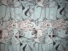 Load image into Gallery viewer, Pamper Yourself Now Aqua Green Sketched Mixed Dog Design Scarf Pug, Sausage Dog, Labrador and whippit
