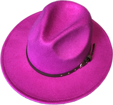 Load image into Gallery viewer, Fuchsia Adjustable felt look Fedora hat
