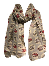 Load image into Gallery viewer, VW campervan design ladies long scarf, great for present/gifts. (light blue)
