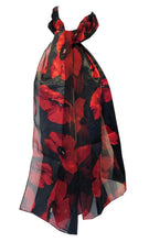 Load image into Gallery viewer, Black thin poppy Ladies Soft Long scarf
