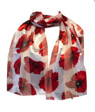 Load image into Gallery viewer, Cream thin poppy Ladies Soft Long scarf
