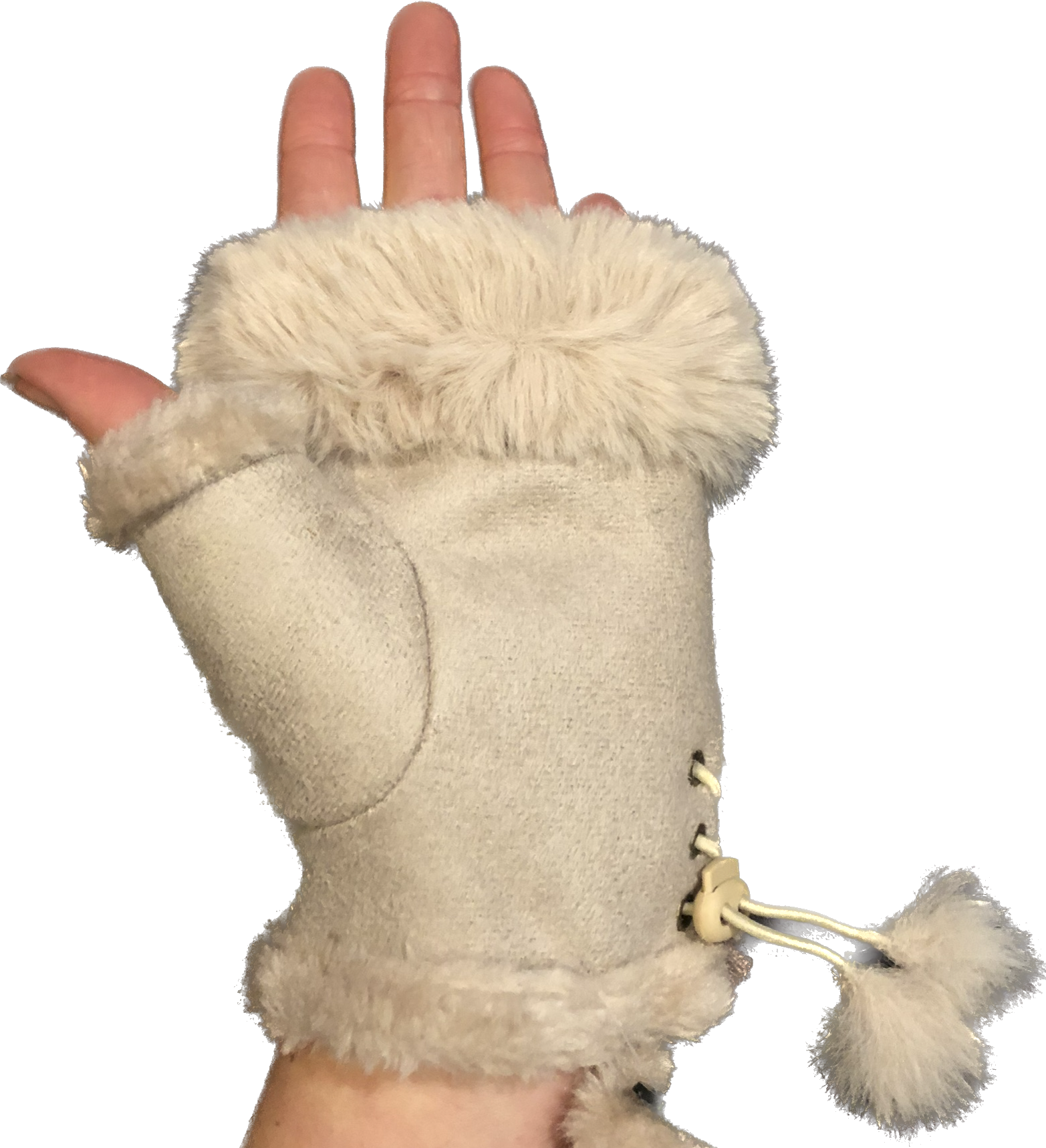 Fur lined deals fingerless mittens