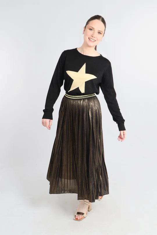 Black and hot sale gold striped skirt