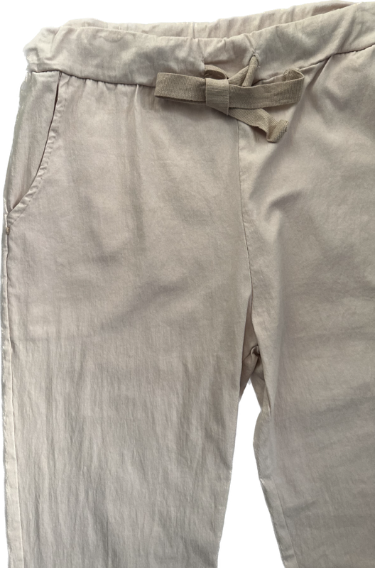 Buy Ladies Italian Plain Linen Trousers Side Pockets Belt Elastic Waist  Turn up Pant Online in India - Etsy