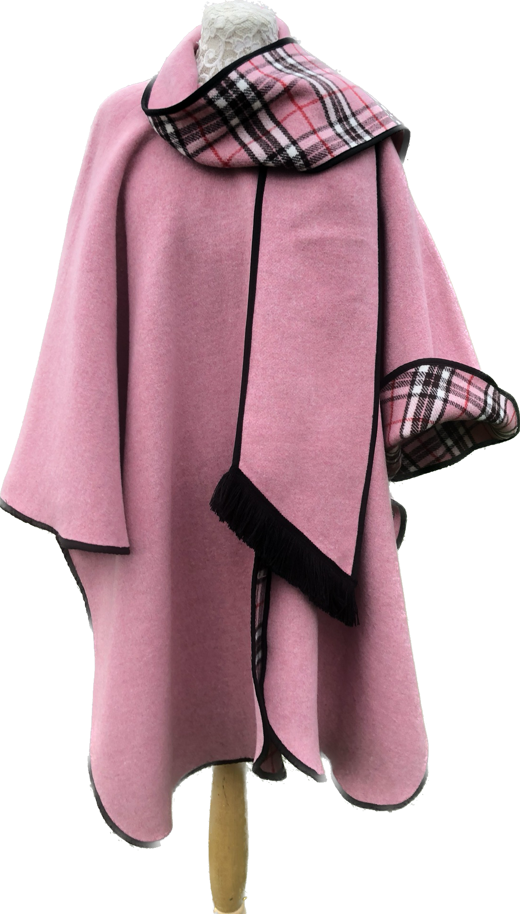 Pink tartan reversible wrap for women