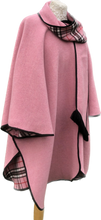 Load image into Gallery viewer, Pink tartan reversible cape for women
