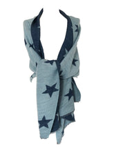 Load image into Gallery viewer, Navy with blue star blanket scarf
