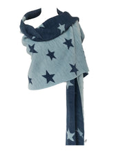 Load image into Gallery viewer, Navy with blue star blanket scarf
