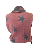 Load image into Gallery viewer, Pink and grey star blanket scarf
