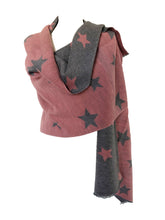 Load image into Gallery viewer, Pink and grey star blanket scarf
