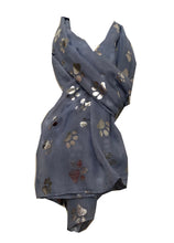 Load image into Gallery viewer, Pamper Yourself Now Sky Blue with Silver Dog paw Print Long Scarf.
