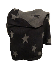 Load image into Gallery viewer, Black with grey star blanket scarf
