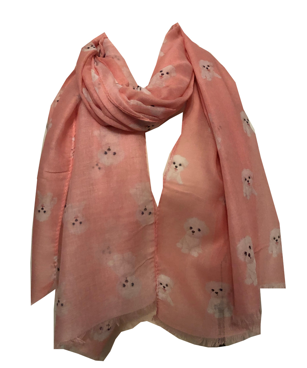 Pink Bichon Frise dog long scarf/wrap