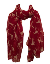 Load image into Gallery viewer, Red with white giraffe long soft ladies scarf
