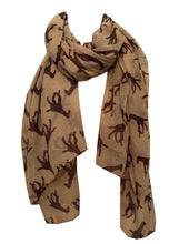 Load image into Gallery viewer, Beige with burgundy giraffe long soft ladies scarf
