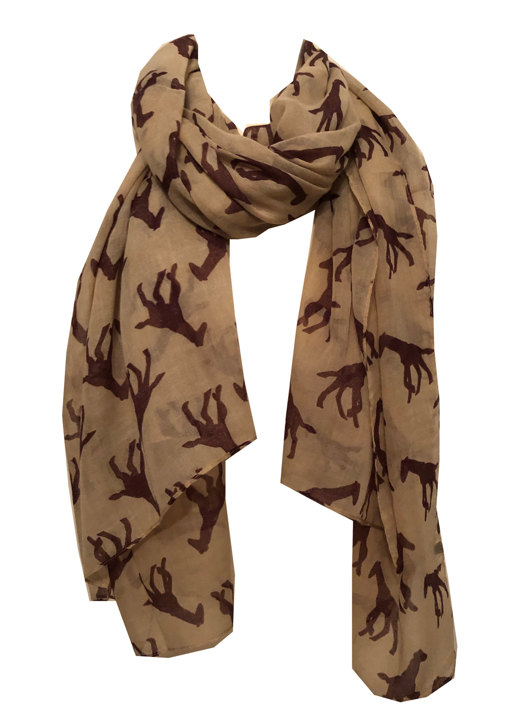 Beige with burgundy giraffe long soft ladies scarf