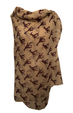 Load image into Gallery viewer, Beige with burgundy giraffe long soft ladies scarf

