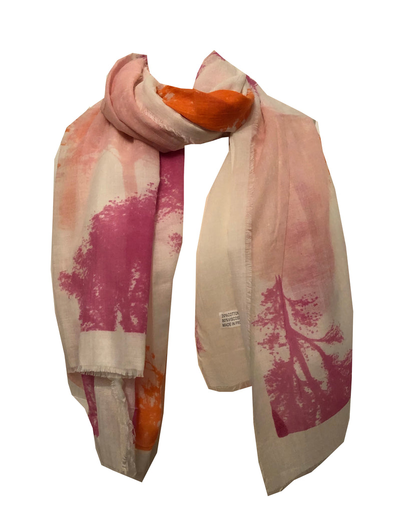 Fuchsia and orange tree scarf