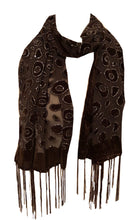 Load image into Gallery viewer, Brown velvet leopard print scarf
