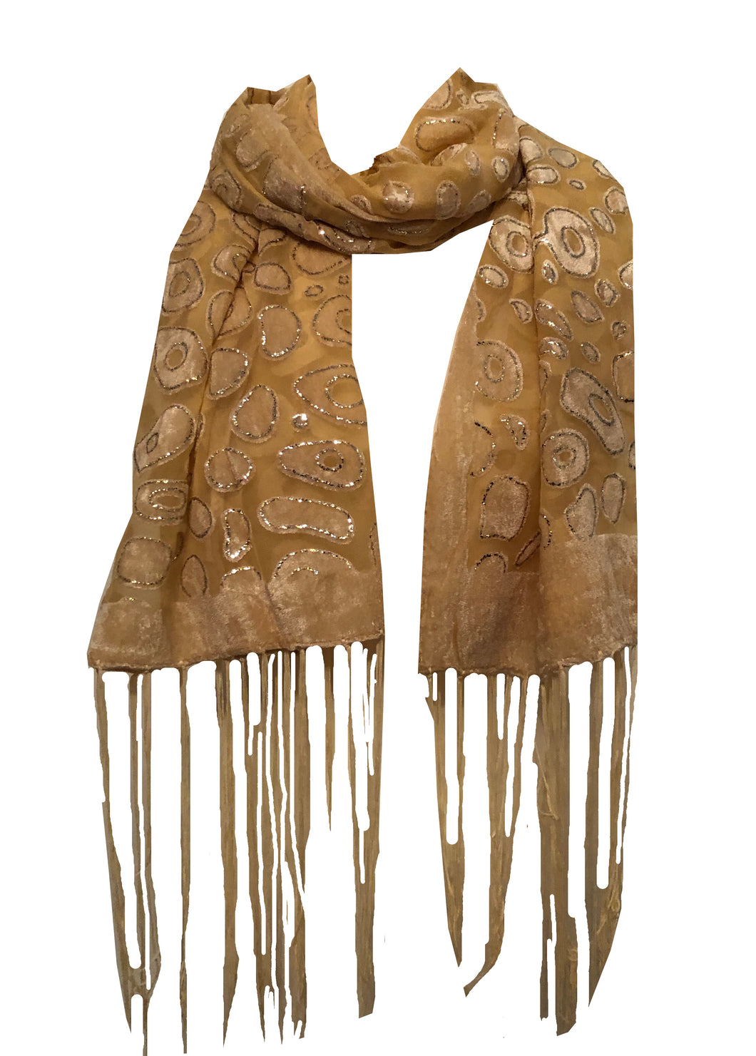 Cream velvet leopard print scarf