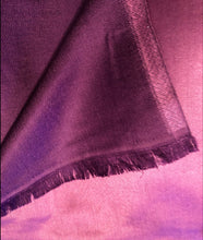 Load image into Gallery viewer, Dark and Light Purple Reversible 100% Silk Scarf/wrap with Slightly Frayed Edge Lovely Long Scarf
