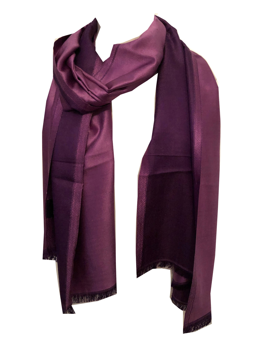Dark and Light Purple Reversible 100% Silk Scarf/wrap with Slightly Frayed Edge Lovely Long Scarf
