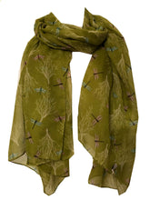 Load image into Gallery viewer, Mustard Dragonfly Daydream Design Soft Long Scarf/wrap
