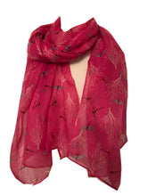 Load image into Gallery viewer, Pink Dragonfly Daydream Design Soft Long Scarf/wrap
