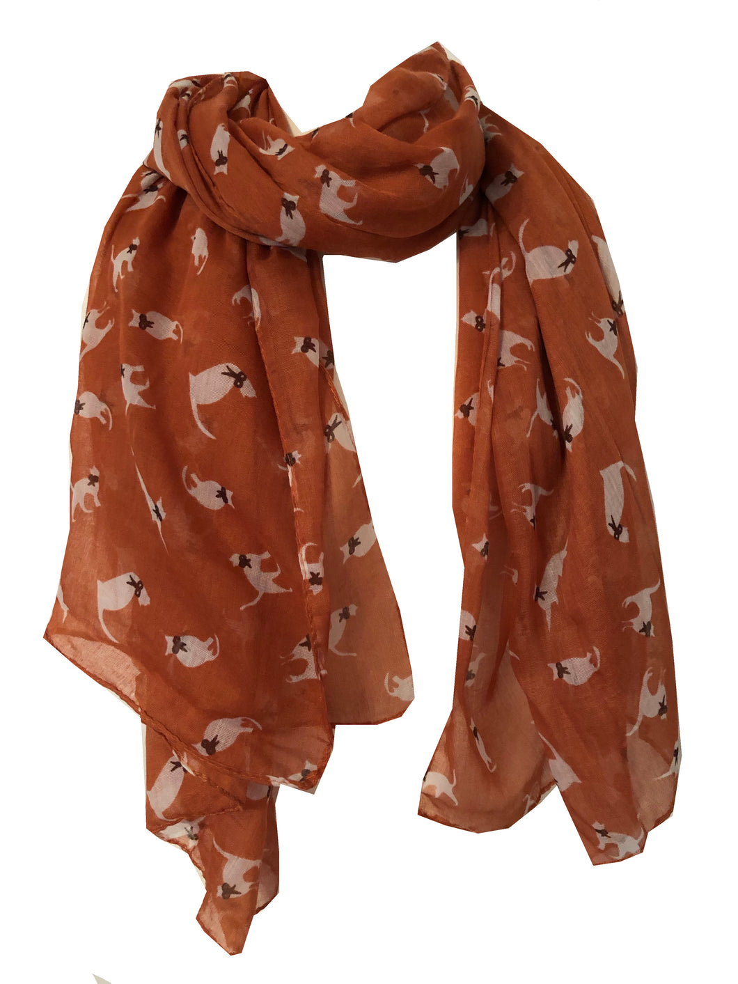 Orange with White Cats with a Bow Long Scarf
