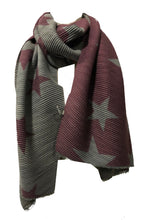 Load image into Gallery viewer, Purple and grey star blanket scarf
