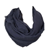 Load image into Gallery viewer, Denim blue plain snood with frayed edge
