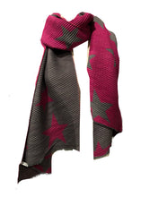 Load image into Gallery viewer, Hot Pink and grey star blanket scarf

