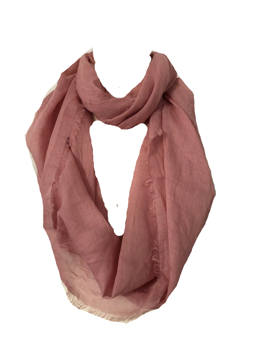 Pink plain snood with frayed edge