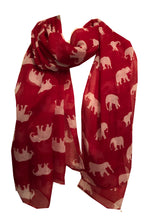Load image into Gallery viewer, Red with white elephant scarf
