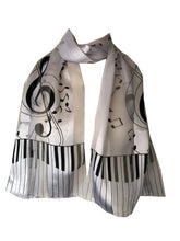 Load image into Gallery viewer, white/black music scarf
