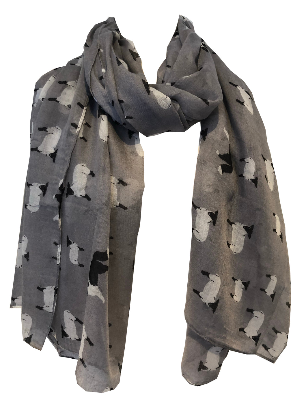 Grey Sheep Design Long Scarf, Great for Presents/Gifts for Sheep Lovers.