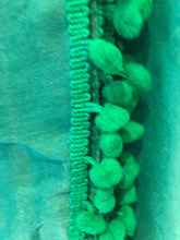 Load image into Gallery viewer, Pamper Yourself Now Green Plain Scarf/wrap with bobbles
