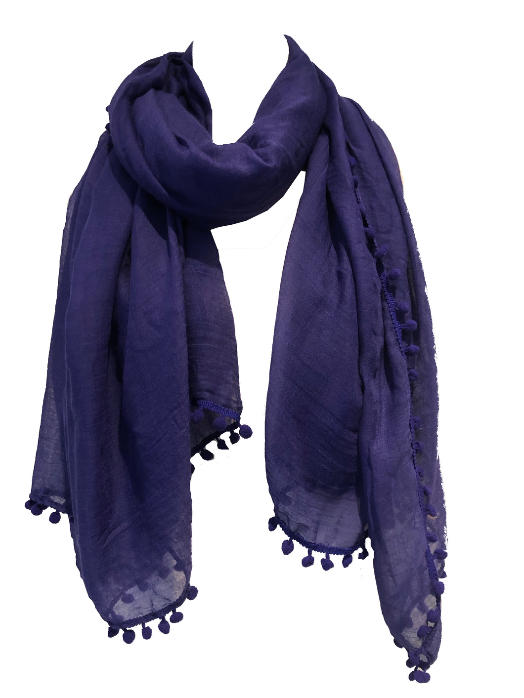 Pamper Yourself Now Dark Purple Plain Scarf/wrap with bobbles