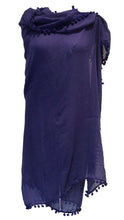 Load image into Gallery viewer, Pamper Yourself Now Dark Purple Plain Scarf/wrap with bobbles
