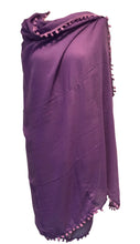 Load image into Gallery viewer, Light purple plain scarf/wrap with bobbles
