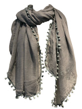 Load image into Gallery viewer, Pamper Yourself Now Grey Plain Scarf/wrap with bobbles
