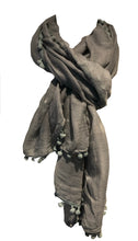 Load image into Gallery viewer, Pamper Yourself Now Grey Plain Scarf/wrap with bobbles
