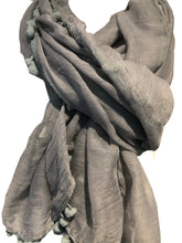 Load image into Gallery viewer, Pamper Yourself Now Grey Plain Scarf/wrap with bobbles
