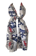 Load image into Gallery viewer, cream with blue crown and union jack scarf
