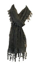 Load image into Gallery viewer, Dark grey lace scarf
