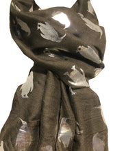 Load image into Gallery viewer, Pamper Yourself Now Green Silver Penguin Long Soft Scarf
