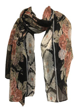 Load image into Gallery viewer, Pamper Yourself Now Black Eiffel Tower with Flower Design Scarf. Lovely Long Soft Scarf Fantastic Gift
