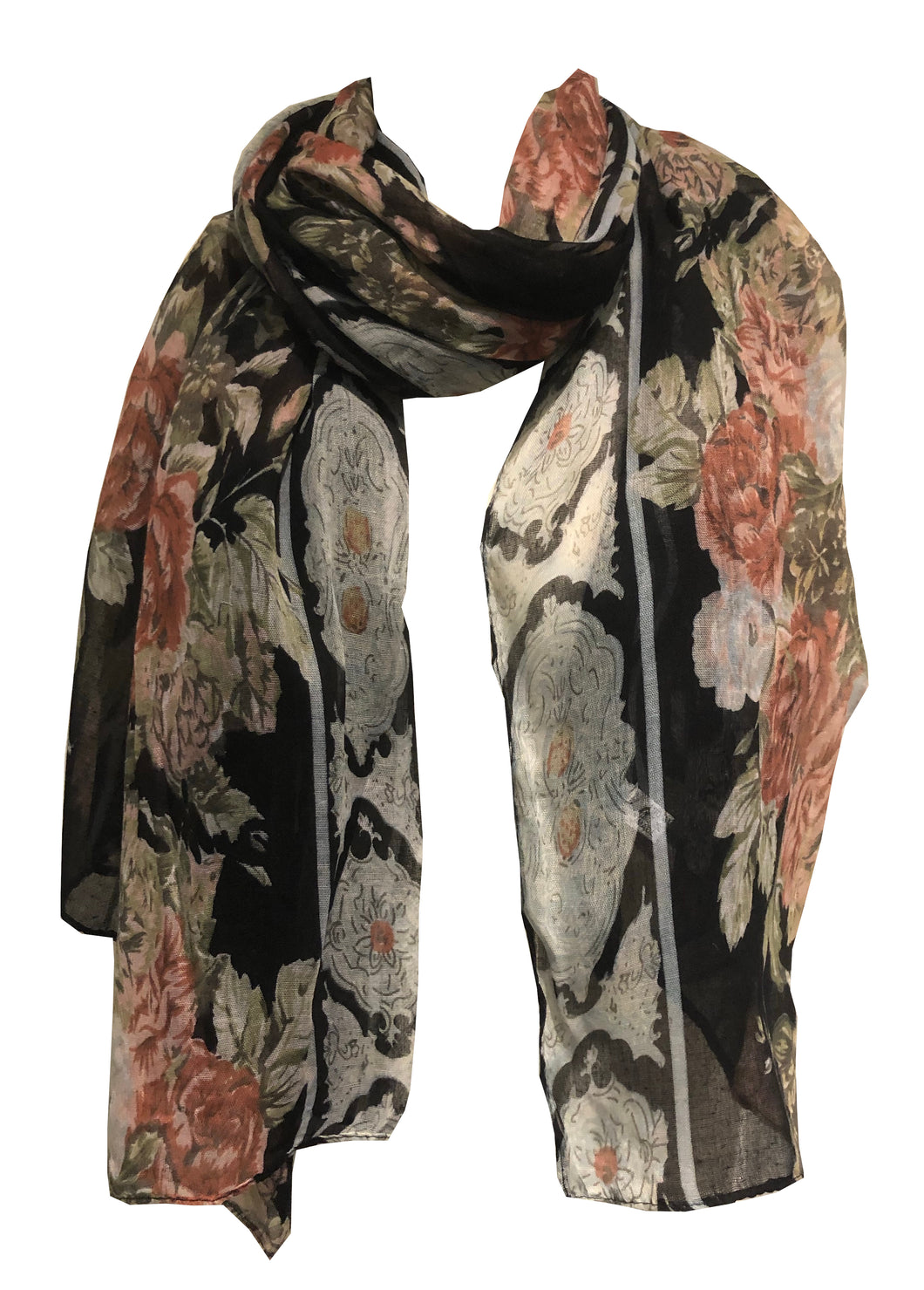 Pamper Yourself Now Black Eiffel Tower with Flower Design Scarf. Lovely Long Soft Scarf Fantastic Gift